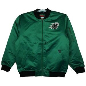 Dallas Mavs Mitchell & Ness Large NBA Womens Varsity Jacket Silver Art Green New